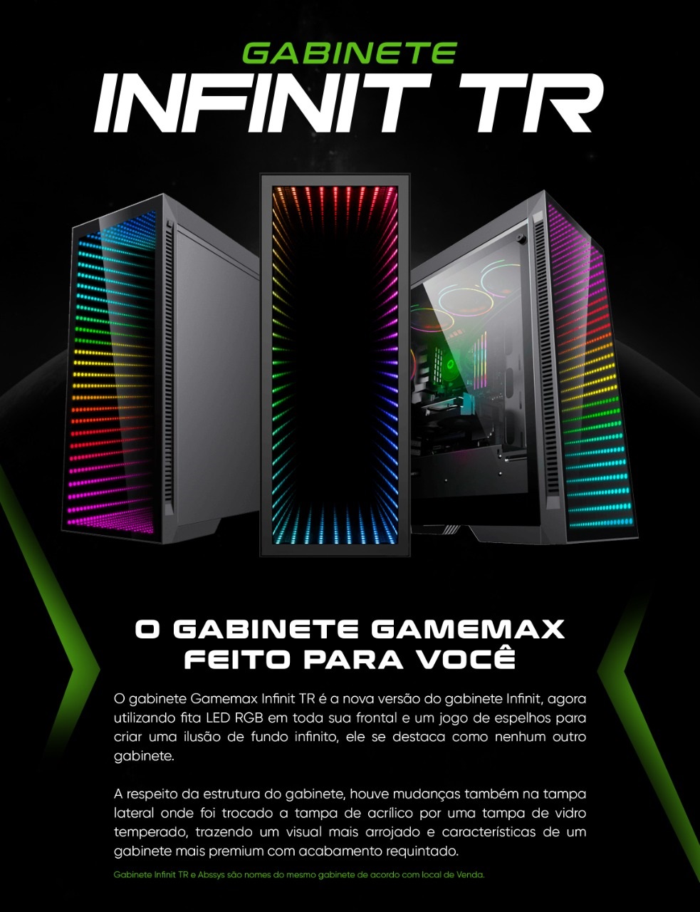 Gabinete Gamer GameMax Infinit M908 RGB, Mid Tower, Com 3 Fans, Lateral em  Acrílico, White, Sem