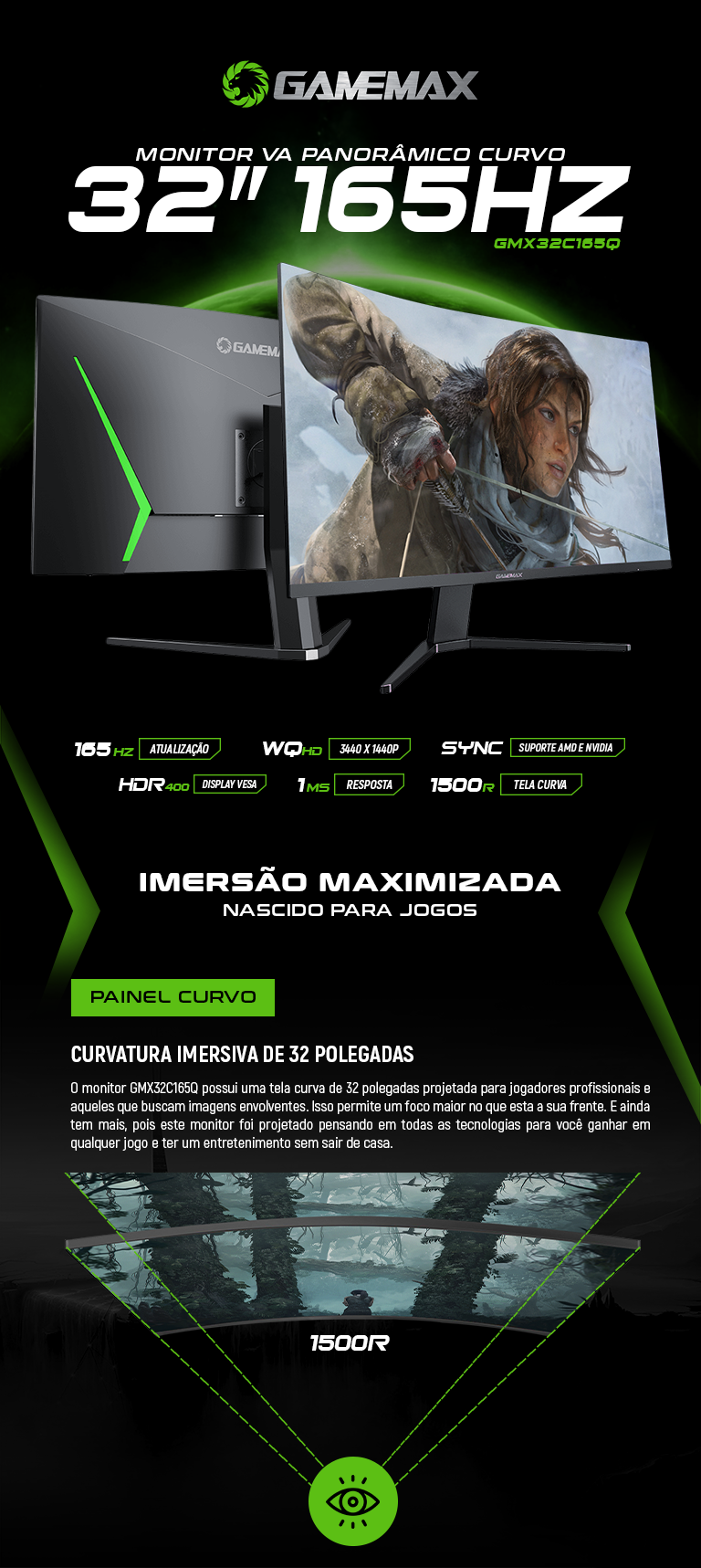 Monitor gamemax gamer 32  Black Friday Casas Bahia