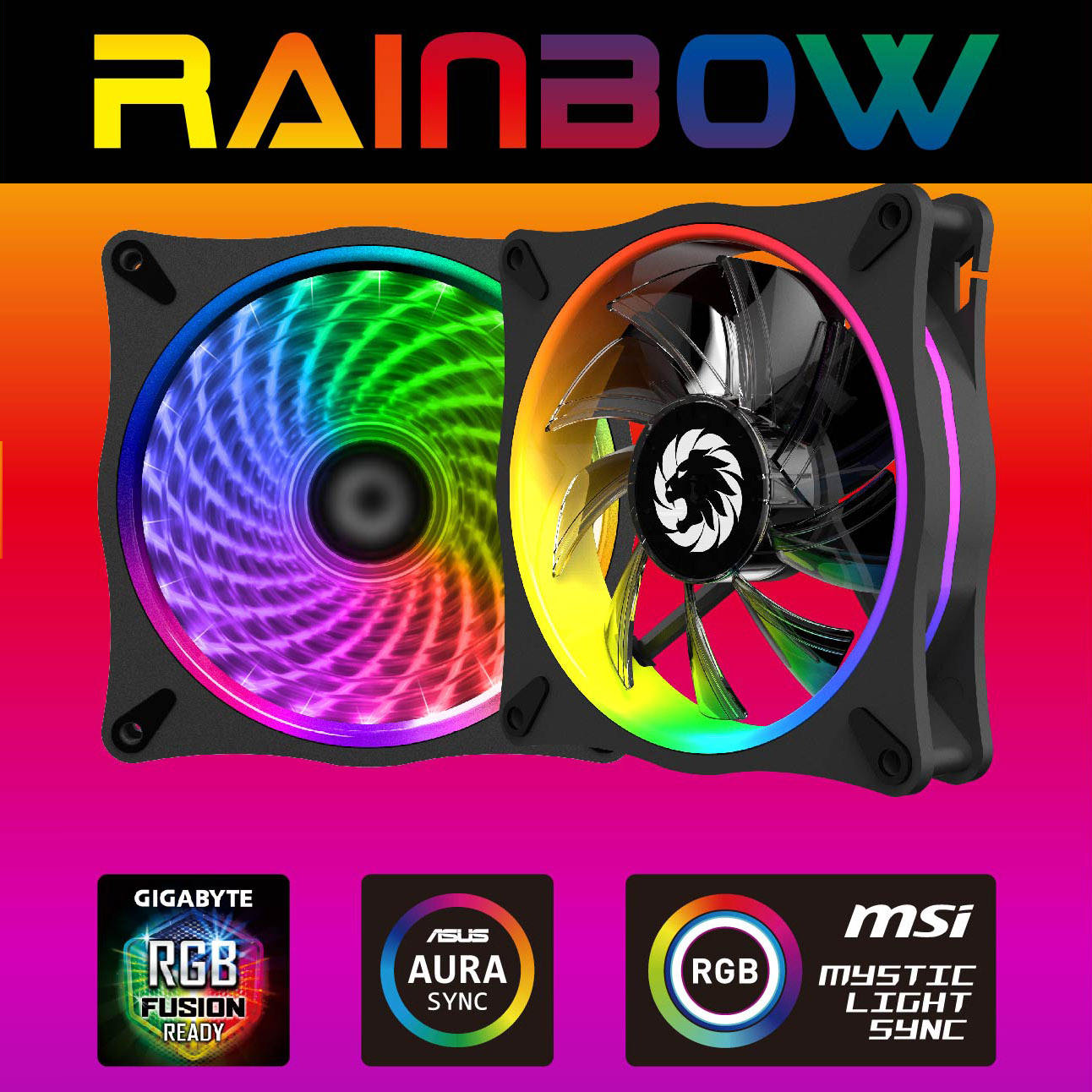 GameMax RB300 RGB PC Case Fan 120mm 5V 3pin Quiet AURA SYNC Colorful  Desktop Computer Cooler Cooling LED ARGB Fan